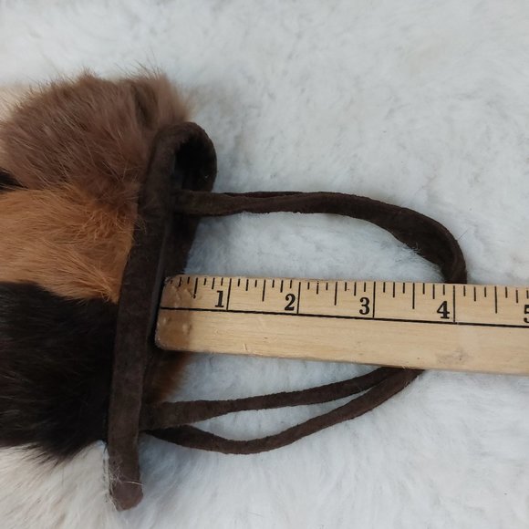 Firenze Collection Women's Brown and Tan Rabbit Fur Small Hand Bag - Picture 7 of 7